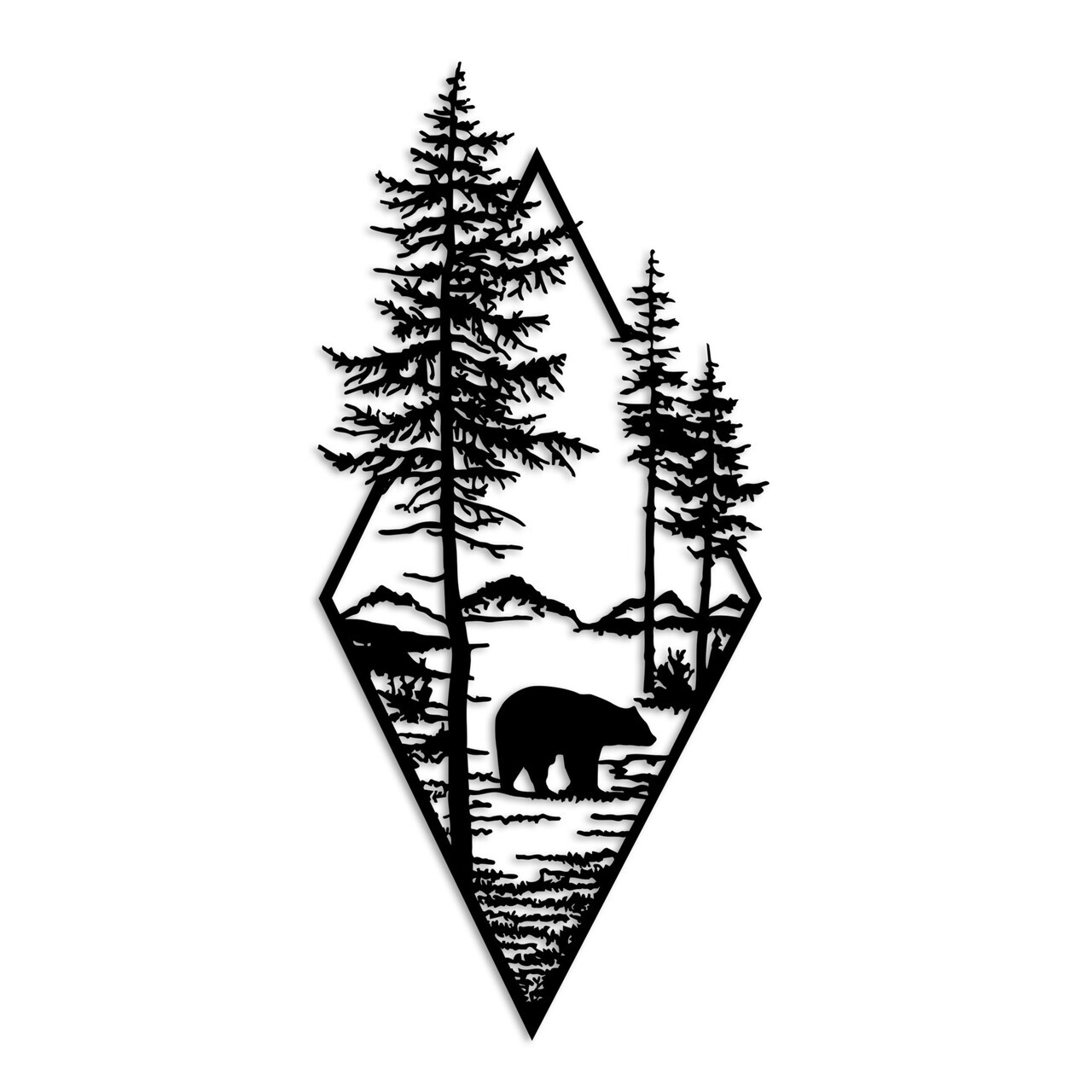 Decoratiune de perete, Bear, Metal, (Grosime: 1,5 mm), Negru — imaginea 5