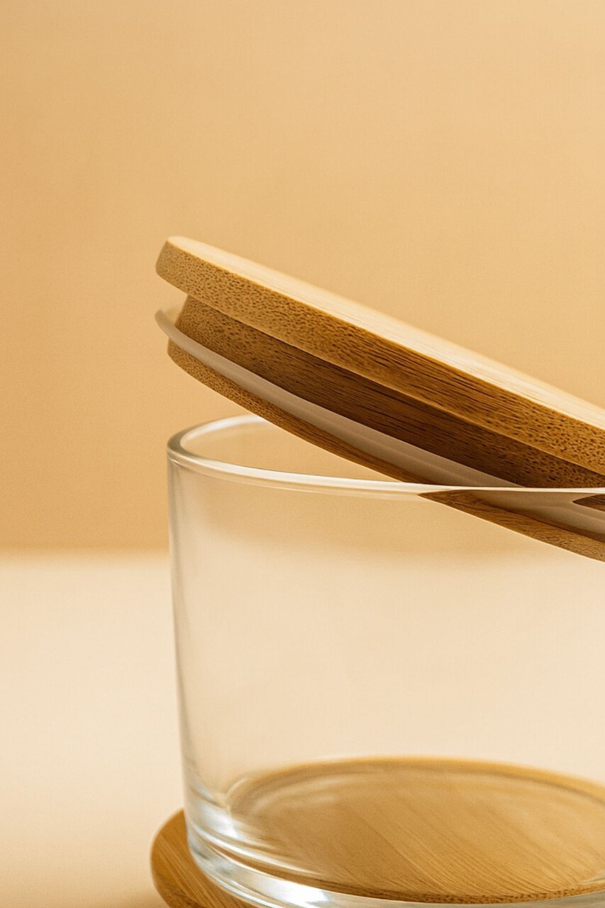 Set recipiente depozitare, Hermia, 409PBH1409, Capac din bambus: (6 bucăți), Transparent - imagine 5