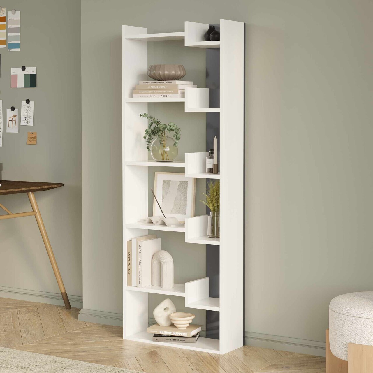Corp biblioteca Hanah Home Palermo 60.5x163x20 cm PAL Alb / Antracit
