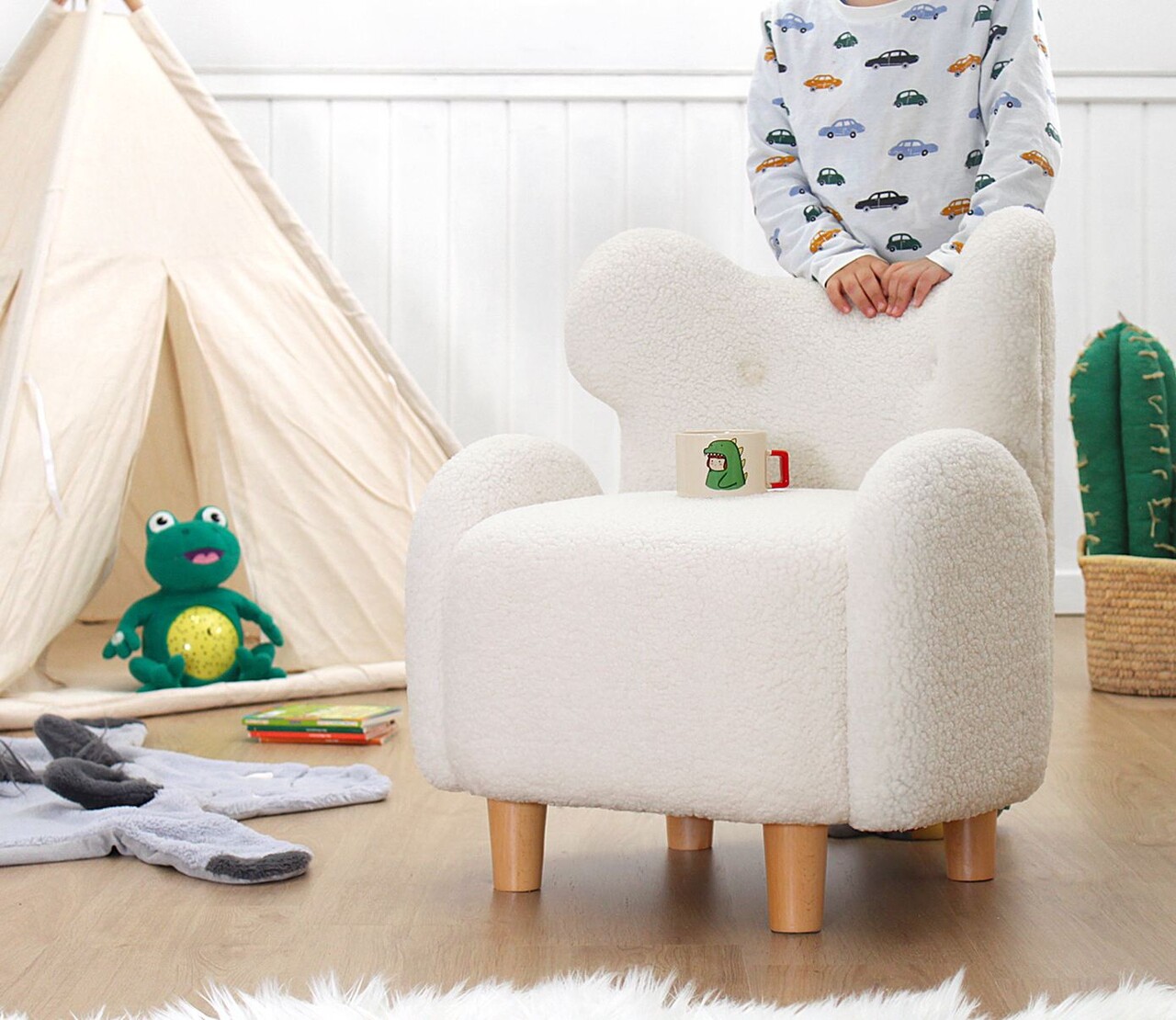 Fotoliu pentru copii, Fluffe, 209FLF1430, Blana artificiala, Alb - 2 | YEO