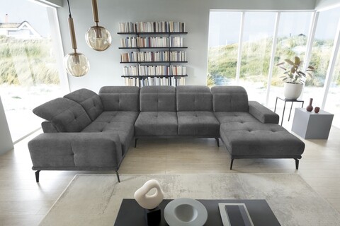 Coltar stanga 6 locuri ELTAP, LT-06LO, Neviro, 350x201x77 cm, lemn/poliester, gri