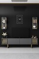 Comoda TV, Bexley, Gold Line, 180x30x48 cm, PAL, Antracit / Negru