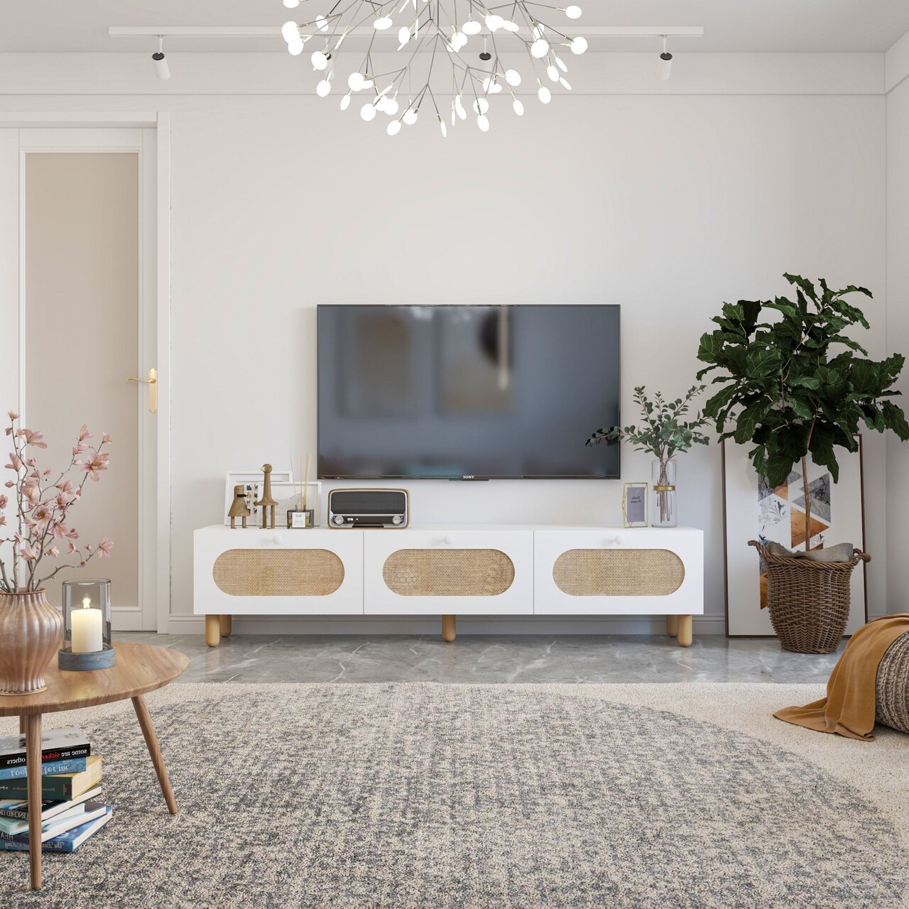 Comoda TV, Odessa, Elena, 180x42.6x31.4 cm, Alb - 1 | YEO