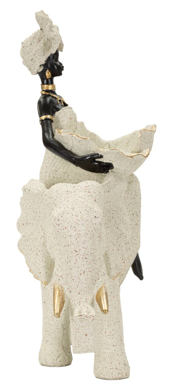 Statueta / figurina decorativa, Mauro Ferretti, African Woman on Elephant, 19.5x8x12 cm, polirasina, nisip - view 6