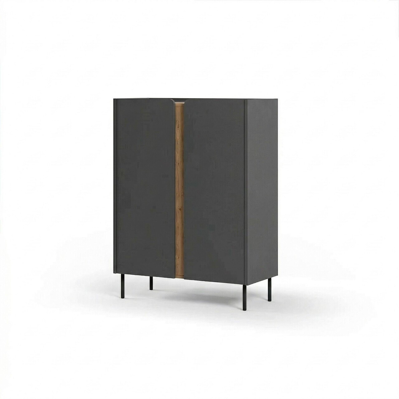 Bufet, Hanah Home, Lucile, 90x120.4x40.5 cm, PAL, Antracit / Stejar Septentrional / Negru — imaginea 3