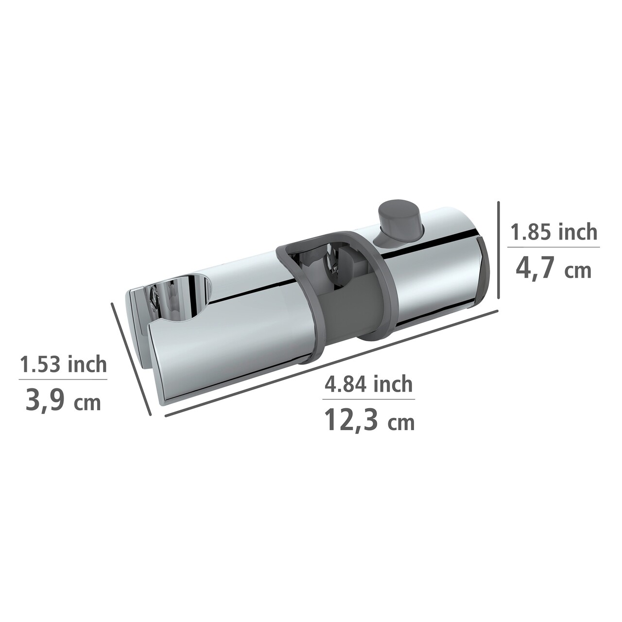Suport pentru dus, Wenko, cu ajustare inaltime, 12.3 x 4.7 x 3.9 cm, plastic, gri - 1 | YEO