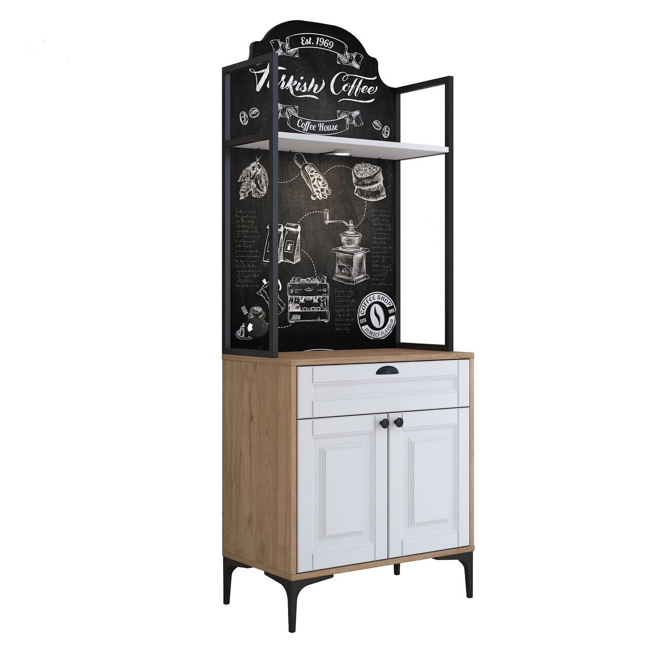 Dulap multifunctional, Hanah Home, JE158, 70x184.6x40 cm, PAL melaminat, Nuc/Alb - view 9