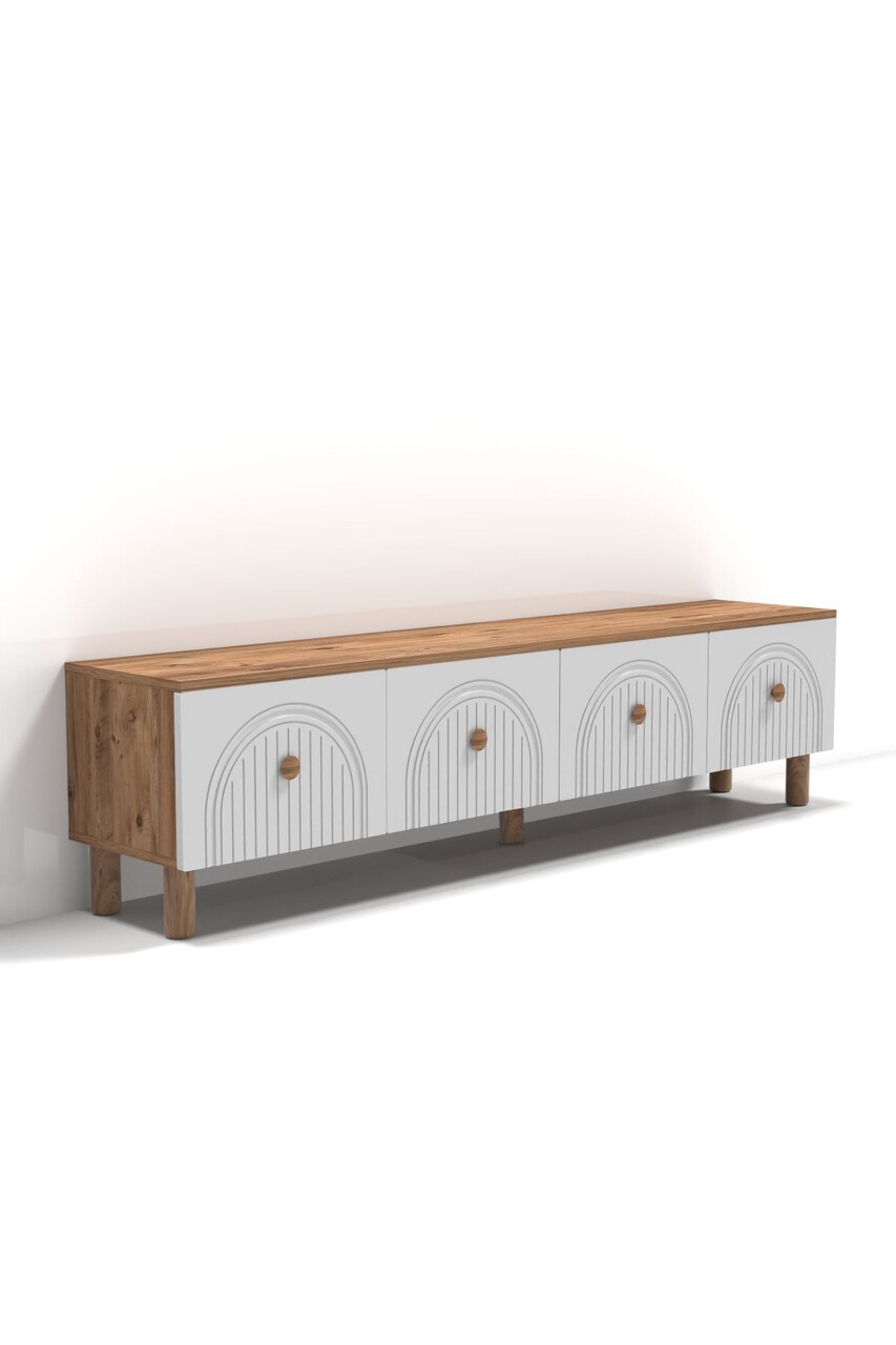 Comoda TV, Hanah Home, Bellora, 180x47x35 cm, PAL, Pin Atlantic / Alb - view 5