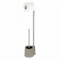 Suport hartie igienica si perie de toaleta Allstar Girona, Wenko, 16 x 69.5 cm, inox/polipropilena, taupe
