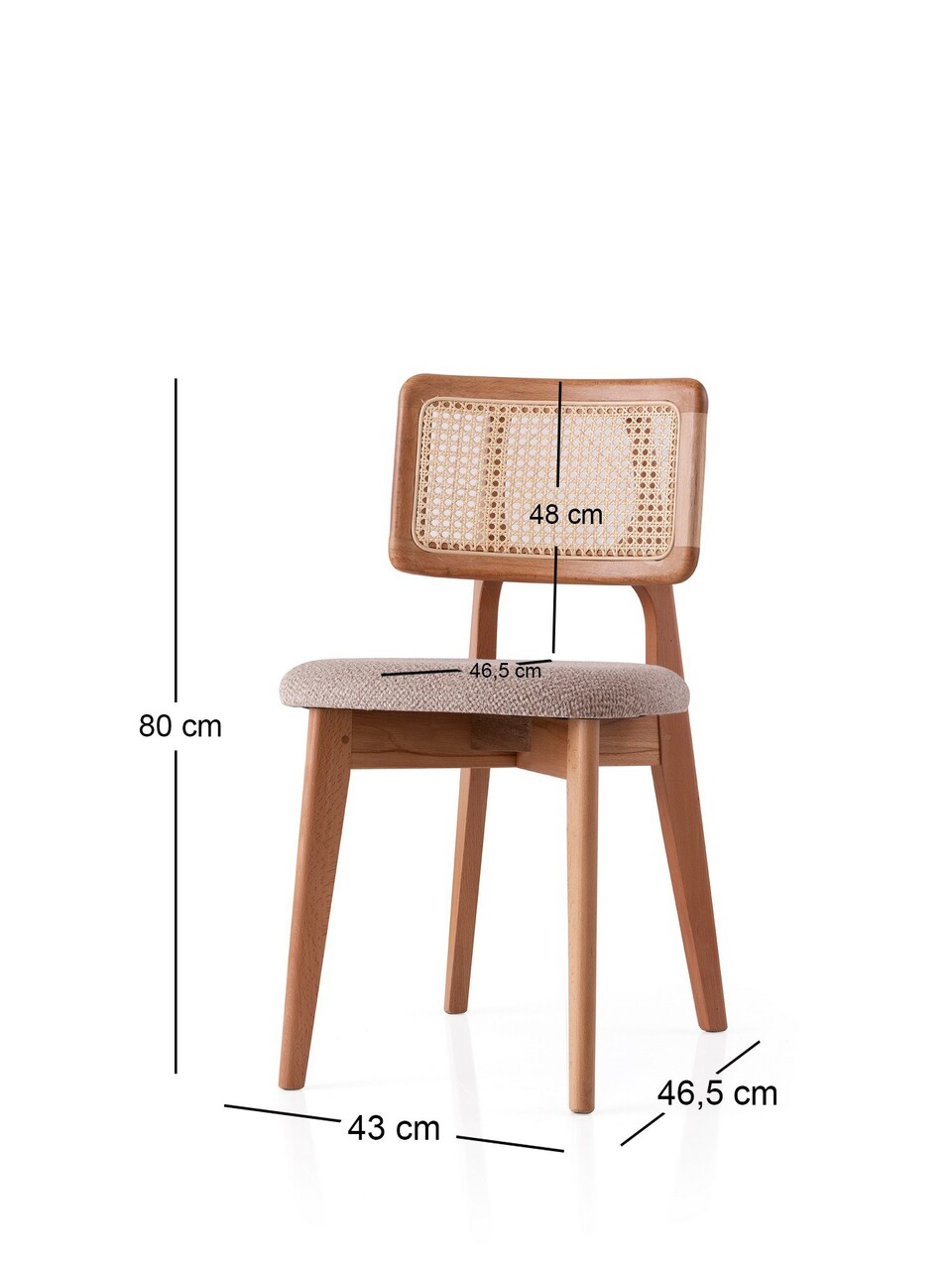 Scaun, Hanah Home, Punto, 43x80x46.5 cm, Stejar / Bej - view 3