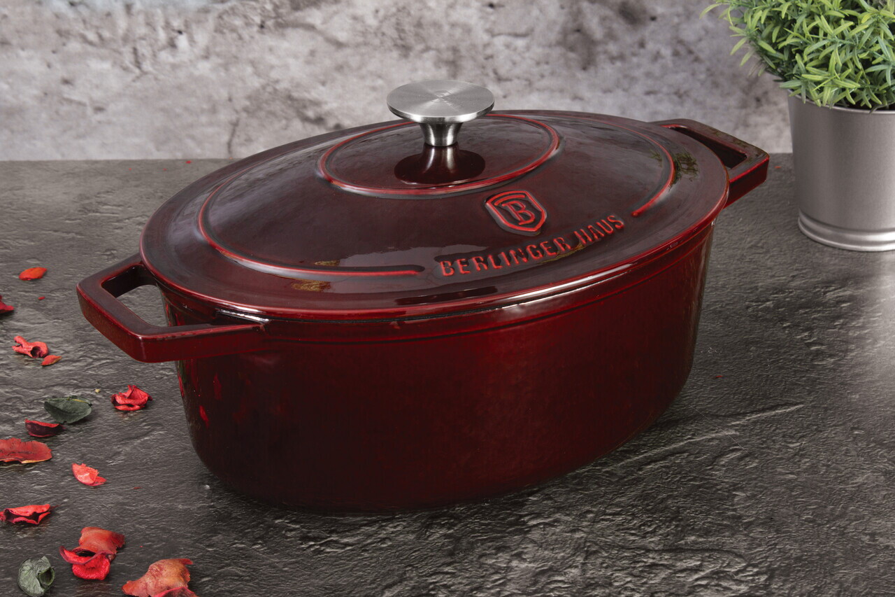 Tava cu capac Berlinger Haus, Strong Mold, 30x12 cm, 4.65 L, fonta, visiniu - imagine 2