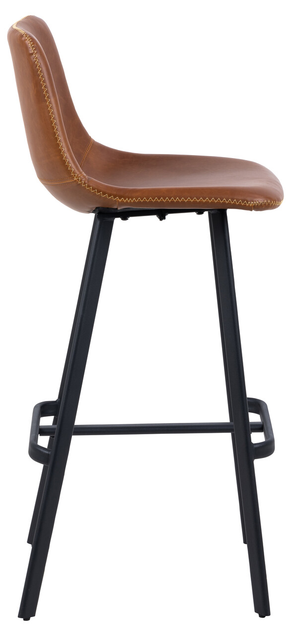 Scaun de bar Oregon, Actona, 46.5x50x103 cm, piele ecologica/otel, brandy vintage - view 7