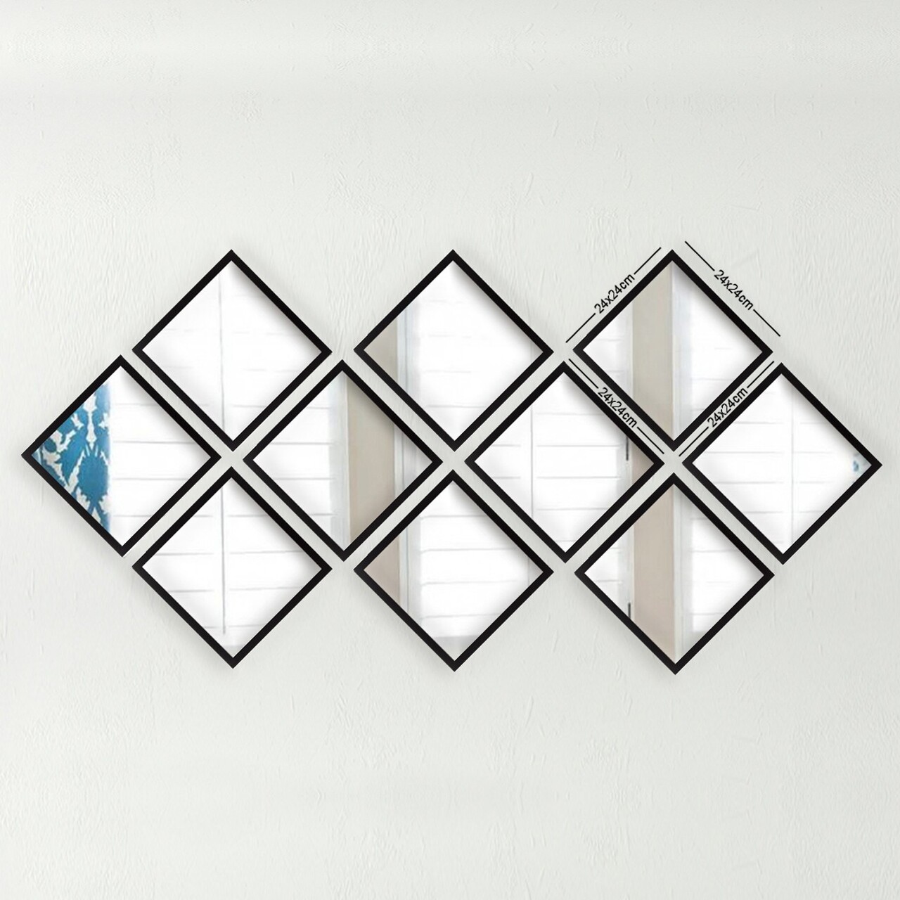 Set oglinzi (10 piese), SETAYNA_036, Plastic laminat, Argintiu / Negru — imaginea 2