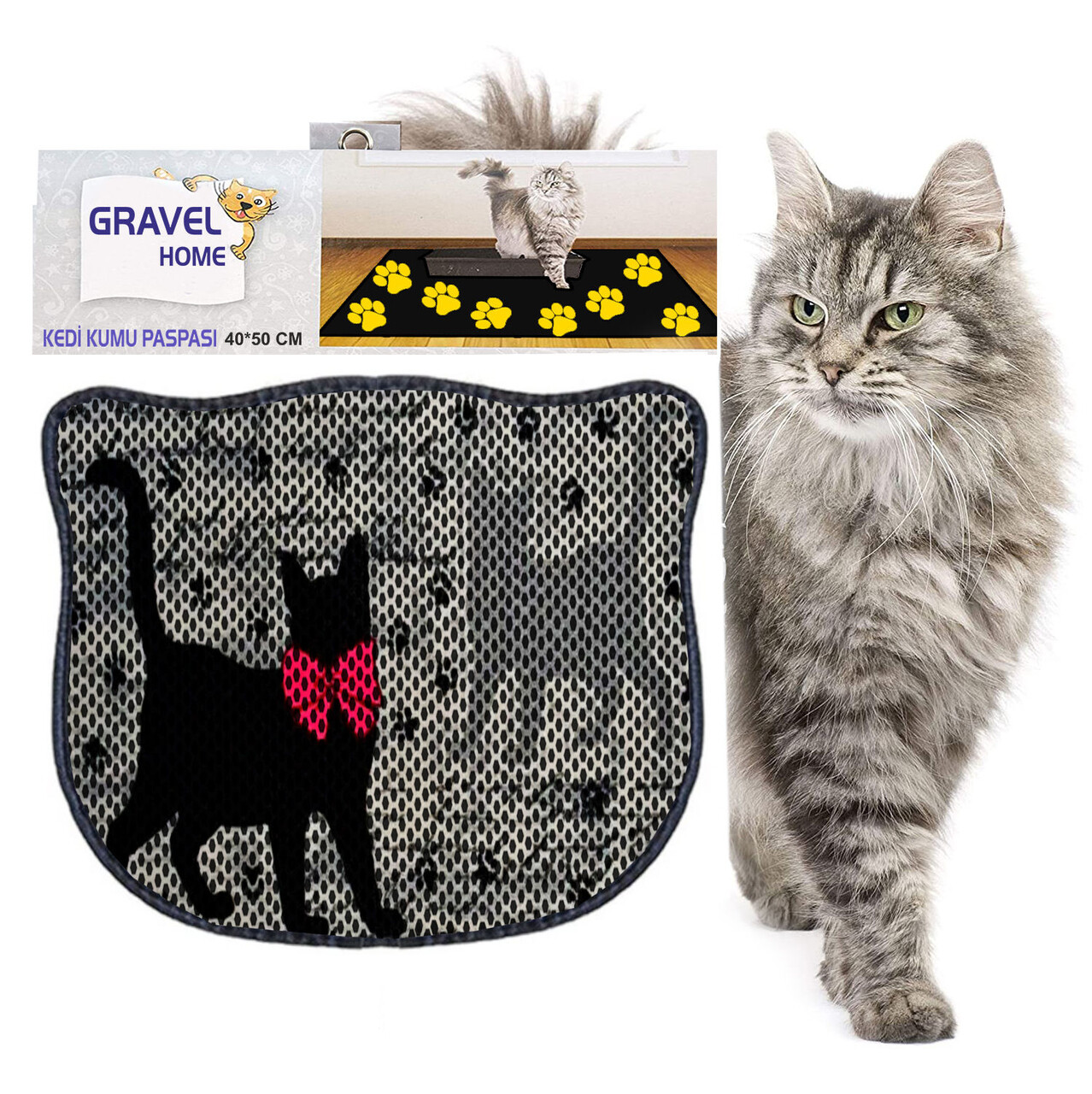 Covoras litiera pentru colectarea granulelor de nisip, Paws &amp; Whiskers, Kdkafa0111, 50% PVC/50% poliester, Multicolor - view 2