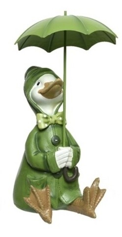 Decoratiune Duck with the umbrella open, Decoris, 17x18.8x26.3 cm, verde
