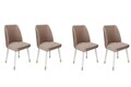Set scaune 4 piese, Nmobb, Hugo-404 V4, Metal, Bej / Alb / Auriu