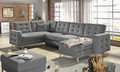Coltar extensibil reversibil 5 locuri ELTAP, AsdU-08, Asgard, 326x202x93 cm, lemn/poliester, gri