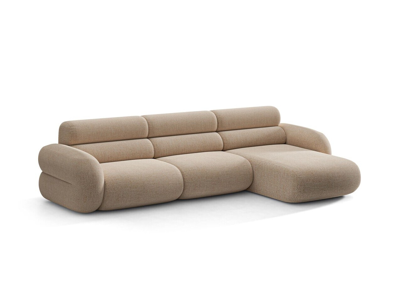 Coltar dreapta 4 locuri, Neo, Micadoni Home, 305x165x83 cm, tesatura Chenille Silencio, bej sand — imaginea 6