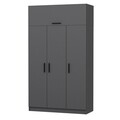Dulap pentru haine, Minerva, Minar 3 Kapak 2 Çekmece 255, 135x255x52 cm, PAL, Antracit