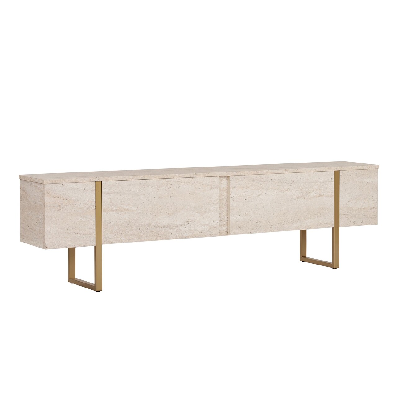 Comoda TV, Nordure, Onera, 180x50x30 cm, Travertin / Auriu - imagine 6