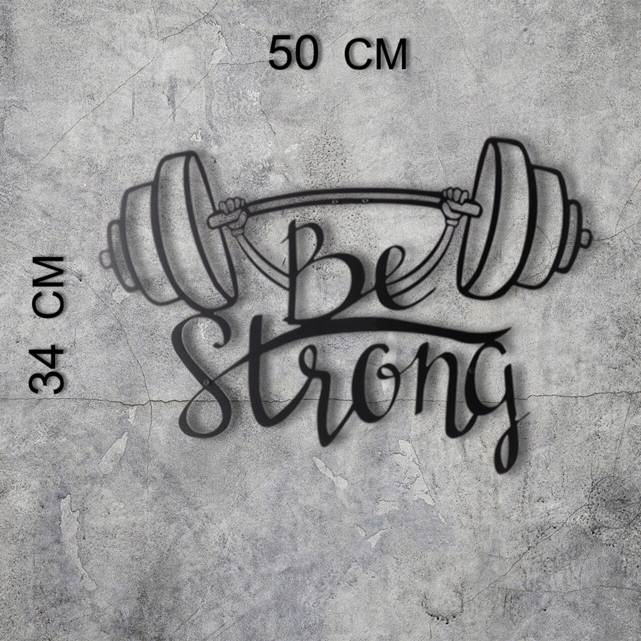 Decoratiune de perete, Be Strong, Metal, Dimensiune: 34 x 50 cm, Negru - 2 | YEO