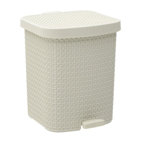 Cos de gunoi cu pedala InArt, 12 L, plastic, crem