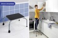 Treapta inaltatoare cu maner de siguranta Maximex, Safety, 46.5x32x78-98 cm, metal/MDF, negru