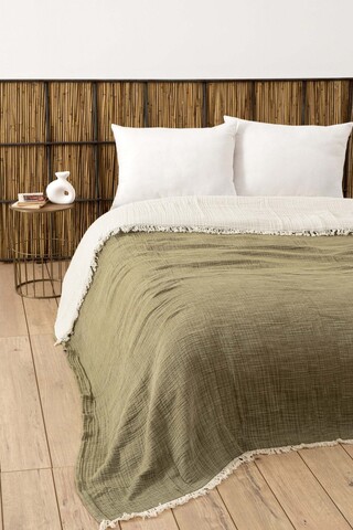 Cuvertura matlasata dubla, Muslin - Age Green, DC Home, Bumbac 