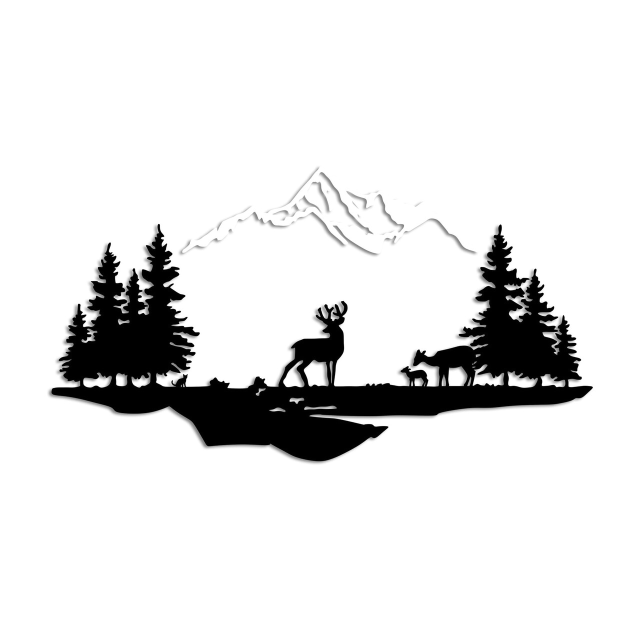 Decoratiune de perete, Deer And Landscape, Dimensiune: 38 x 11 cm (1 bucată), Alb/Negru - view 5