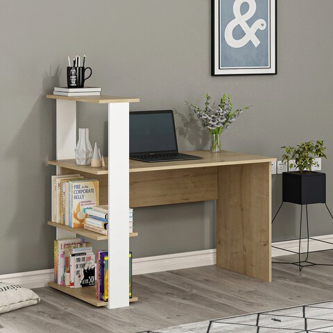 Birou, olivia, node, 120x111.8x60 cm, pal, stejar safir / alb