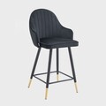 Scaun de bar Nuah, Homla, 50x45x105 cm, MDF/catifea din poliester, negru