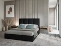 Pat tapitat cu somiera rabatabila si lada depozitare, Juniper, Mazzini Sofas, 208x170x104 cm, catifea, negru