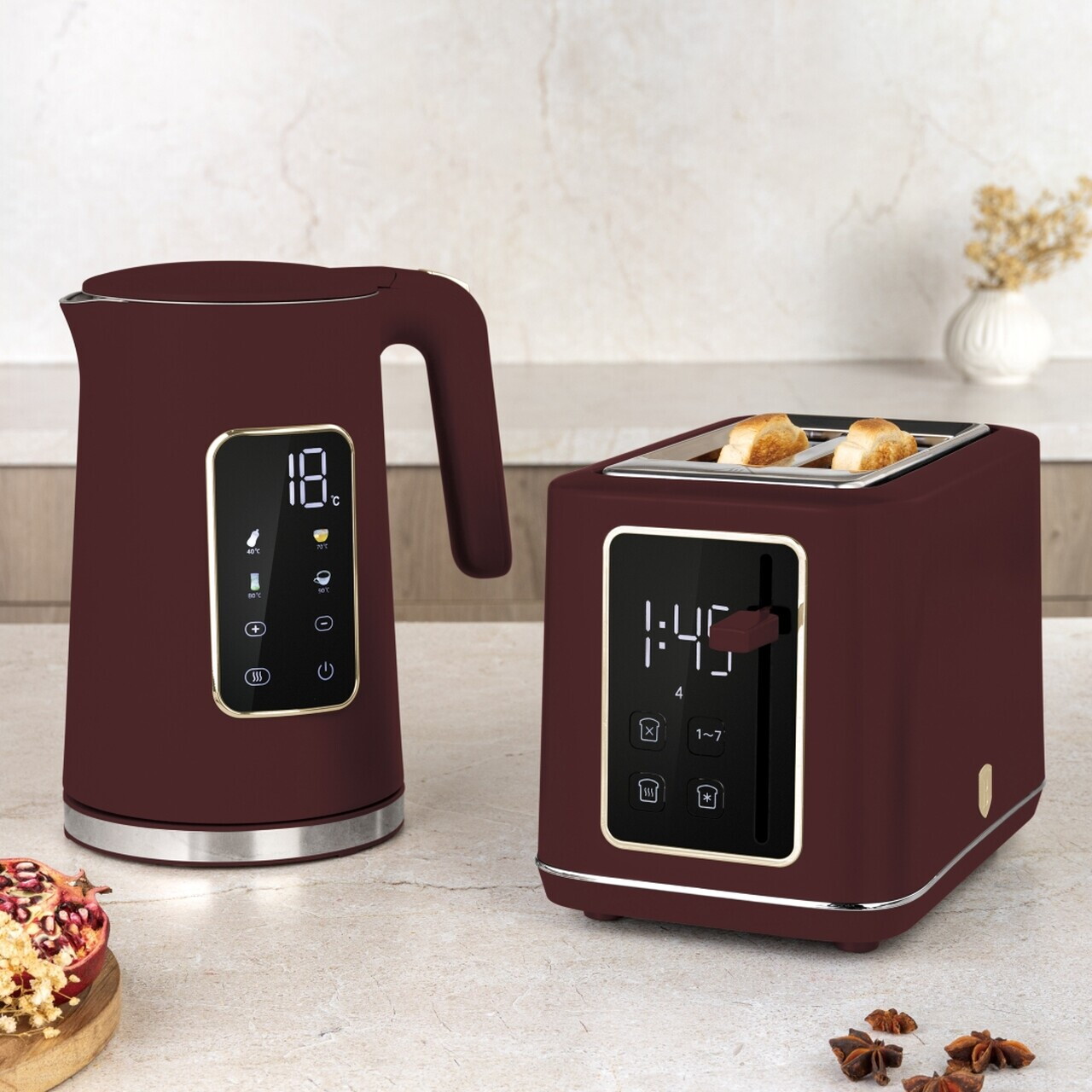 Ceainic electric digital Berlinger Haus, Leonardo, 1.7 L, plastic/inox, visiniu mat - imagine 4