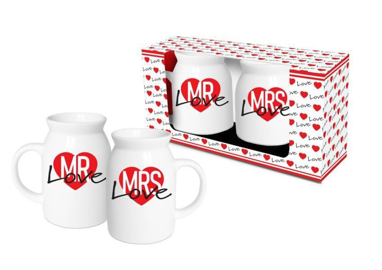 Set 2 Cani Mrs + Mr Love, 350 Ml, Portelan