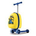 Trotineta cu valiza Berlinger, Minions Collection, 36x28x22 cm, plastic/fier/poliester, galben/albastru