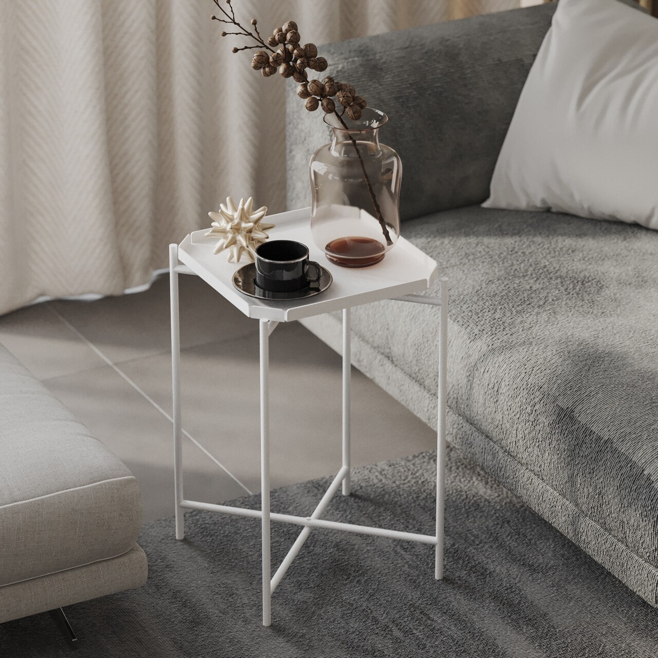 Masuta de cafea, Cerritos, Shb-008-B, 46x56x46 cm, Metal, Alb - 1 | YEO