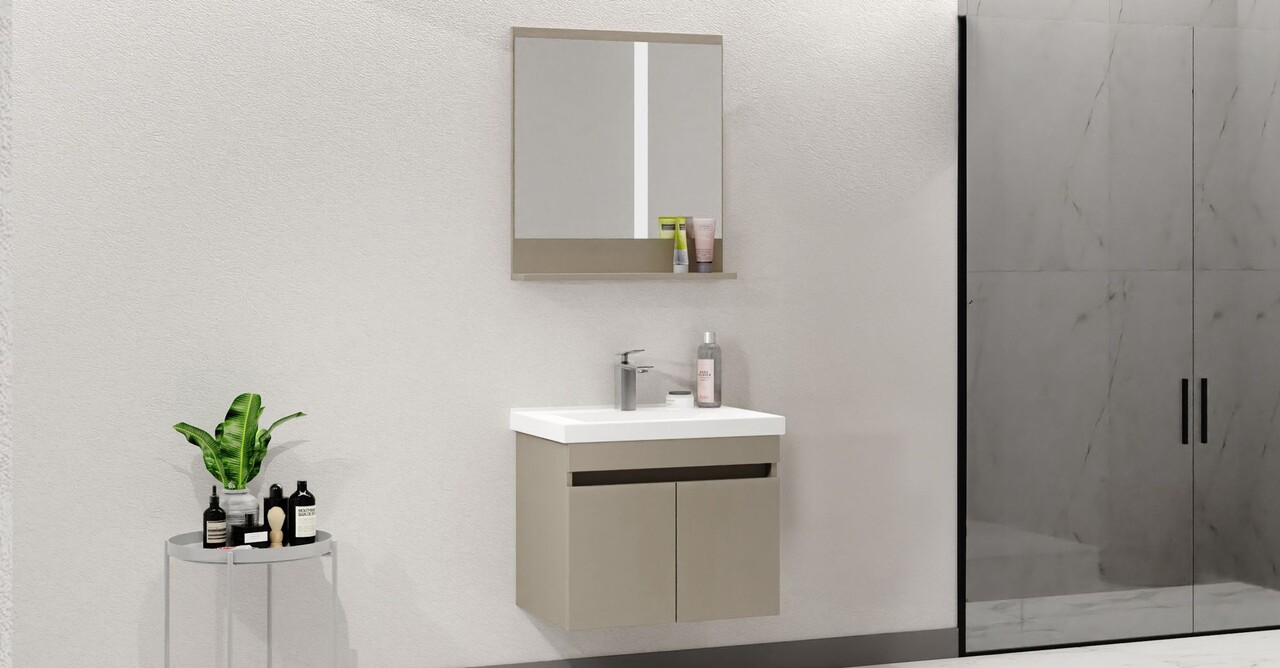 Set mobilier de baie (2 piese), Hanah Home, Pace 65, Latte - view 3