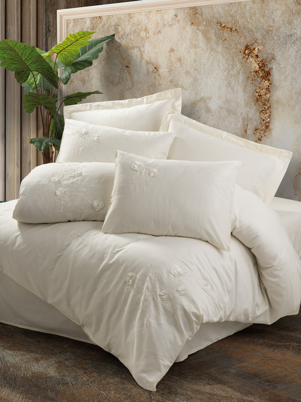 Lenjerie de pat dubla, Pure - Ecru, Cotton Box, Bumbac Satinat