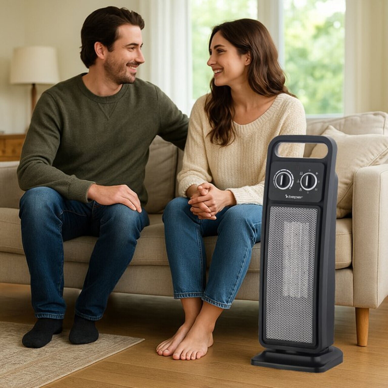 Aeroterma ceramica Beper, 21x19.5x53.5 cm, 2000W, ABS/metal, negru — imaginea 2