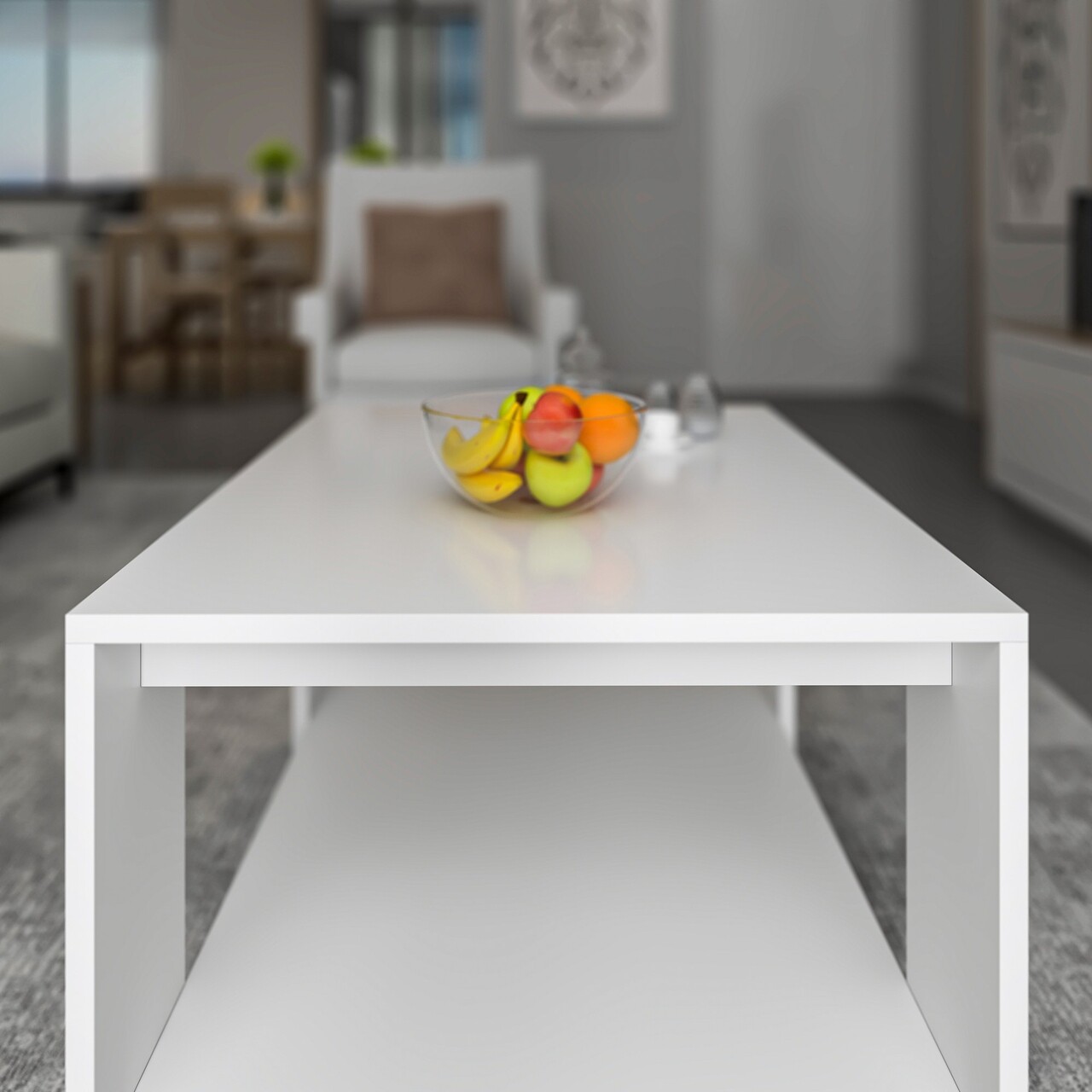 Masuta de cafea, Inarch, Lina, 90x43.8x60 cm, PAL, Alb - 1 | YEO