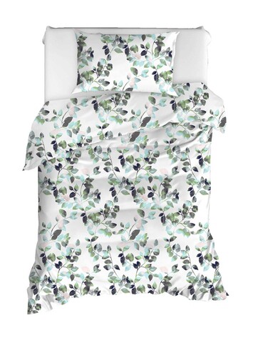 Set lenjerie de pat pentru o persoana 2 piese, sabine - green, enlora home, bumbac ranforce