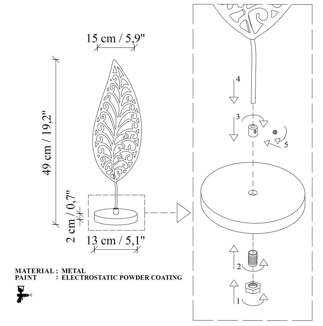 Decoratiune, Dm-002-A, 49x15x13 cm, Cupru/Negru - imagine 6