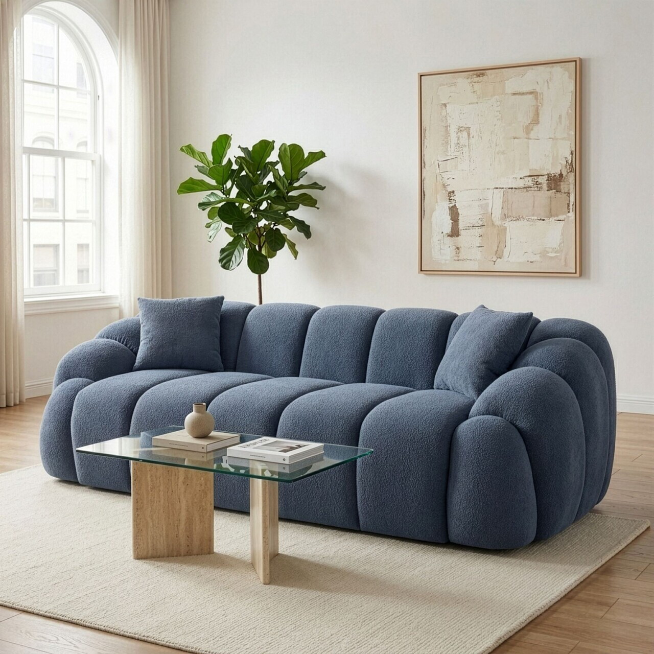 Canapea 3 locuri, Atelier del Sofa, 752EST1133, Lemn de carpen/PAL melaminat, Albastru navy - view 2