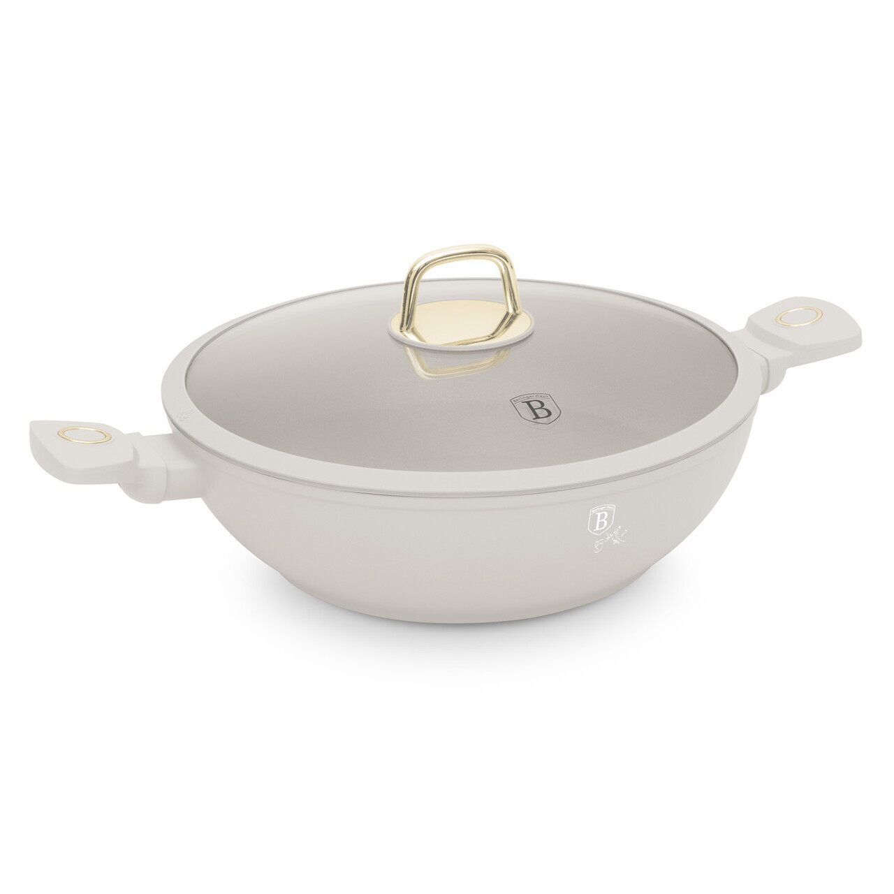 Tigaie Wok cu capac Berlinger Haus, Sahara, 30 cm, aluminiu forjat, crem mat - imagine 7