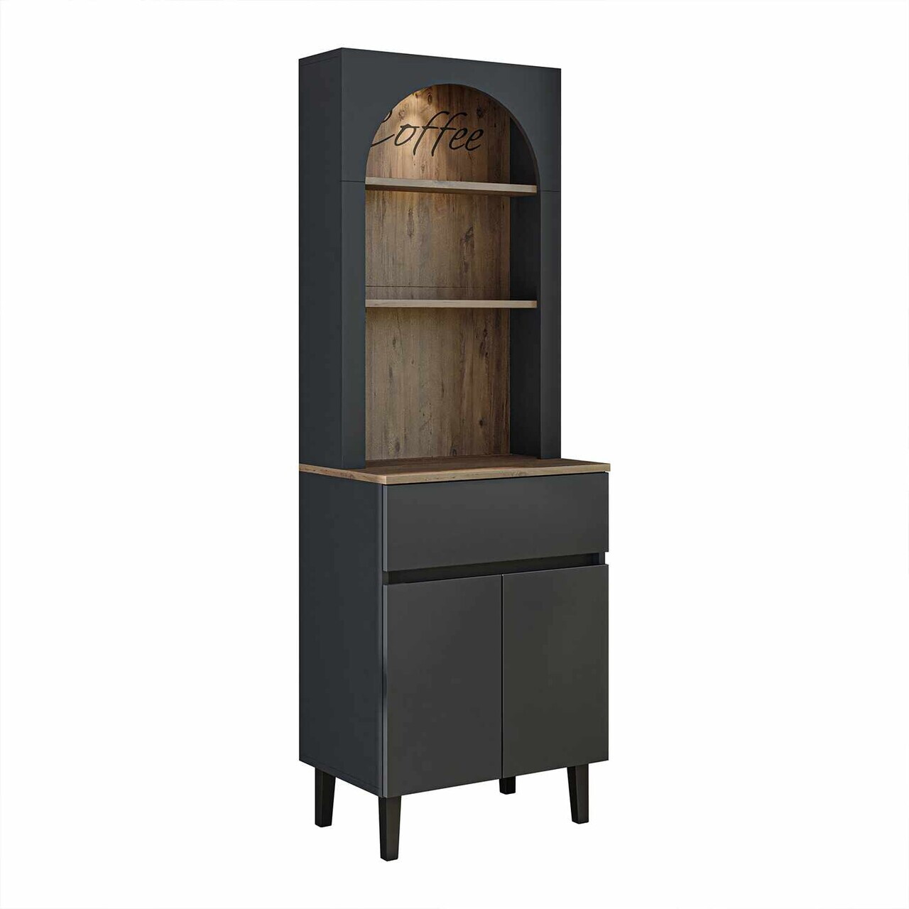 Dulap de bar pentru cafea, Hanah Home, Ledli, 60x179x41.8 cm, PAL, Antracit — imaginea 5