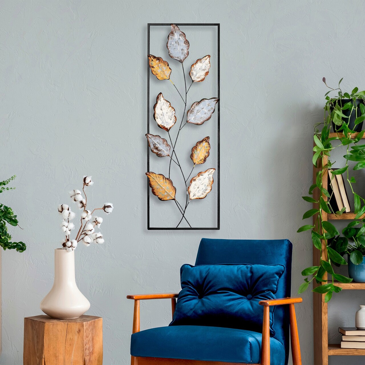 Decoratiune de perete, Fagus 3, Metal, Dimensiune: 32 x 90 cm, Multicolor - 1 | YEO