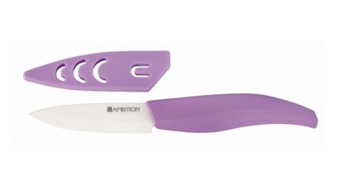 Cutit ceramic decojire fusion, ambition, 7.5 cm, cu teaca, mov