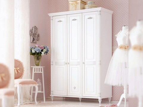 Dulap pentru haine, Çilek, Romantic 3 Doors Wardrobe, 140x203x58 cm, Multicolor 140x203x58 imagine 2022
