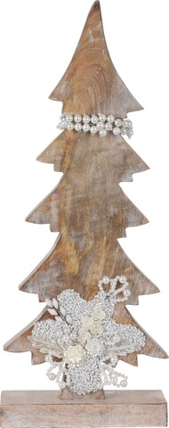 Poza Decoratiune Xmas Tree w pearls , 17x5.8x43 cm, lemn de mango, alb/crem