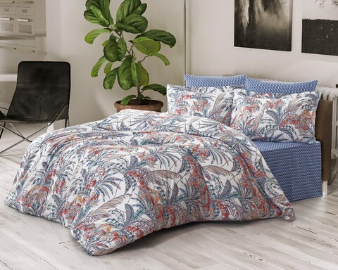 Lenjerie de pat pentru o persoana Single XXL (DE), Palm, Türkiz, Bumbac Ranforce